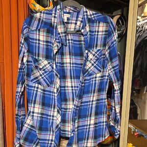 Croft & Barrow Blue Plaid Women's Button-Down Shirt